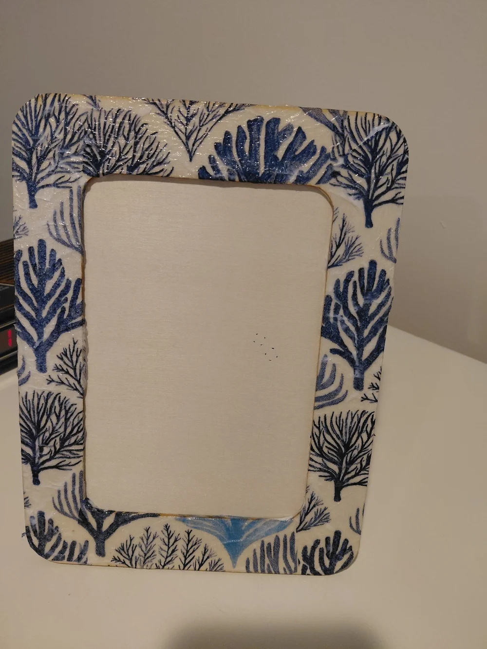 Coastal Blue Coral Pattern Photo Frame - White and Blue